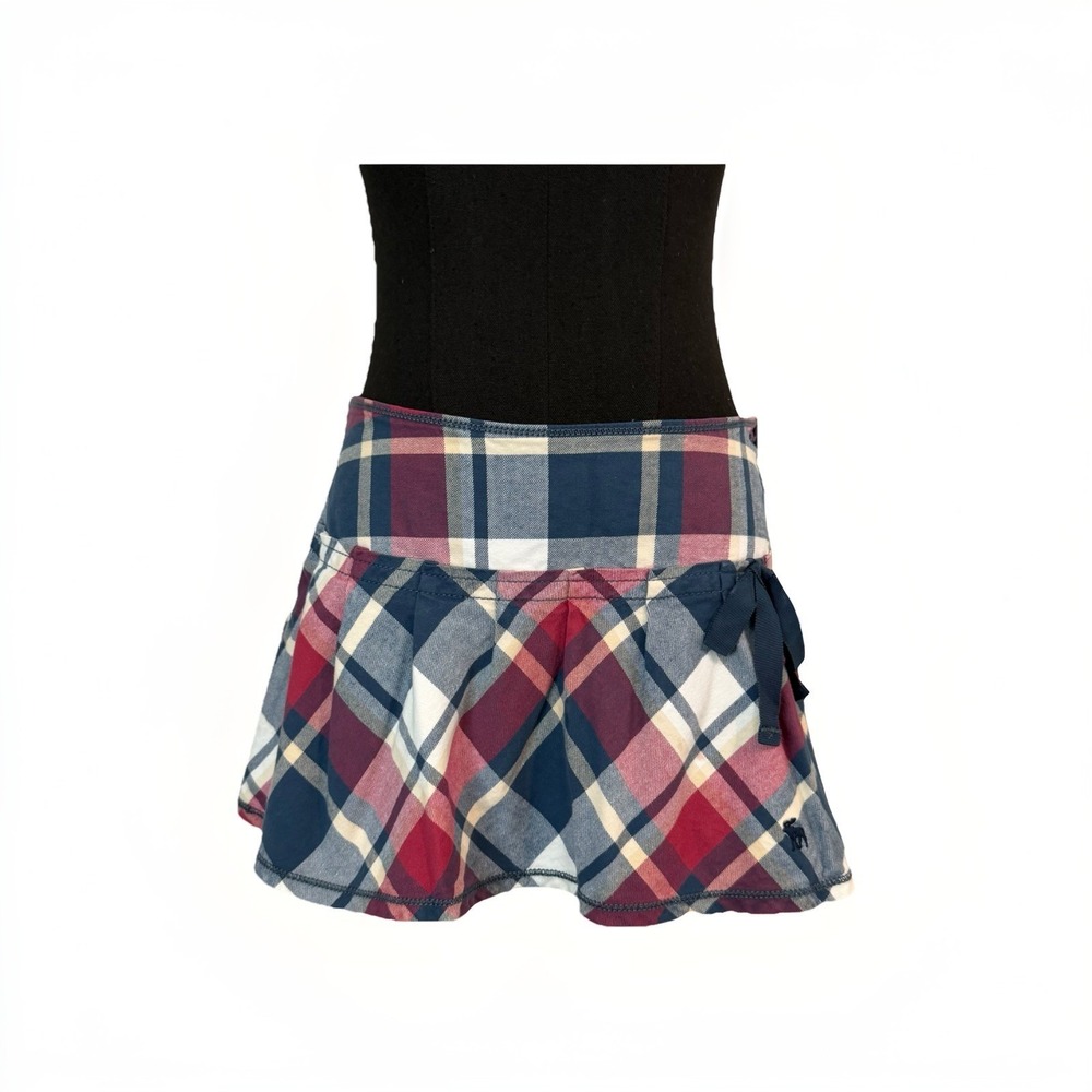 Vtg 90s Y2K Abercrombie & Fitch Plaid Cotton Blend Micro Mini Skirt Jrs Size 12